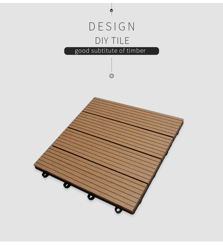 Wood Plastic WPC DIY Floor Boards Interlock Waterproof Outdoor Decking Tile 300*300mm DIY Wood Plastic Composite Hollow Tiles New Decorative