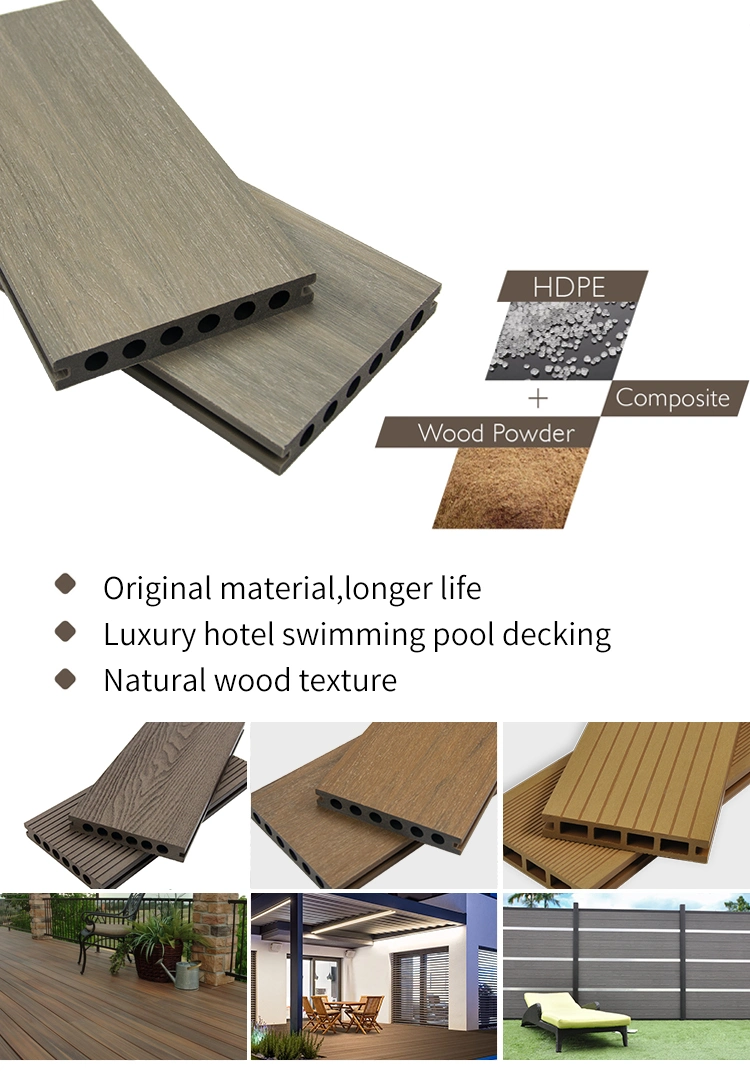 Decorative Outdoor Garden Waterproof Wood Plastic Composite WPC Embossed Capped Grain Deck Flooring Decking