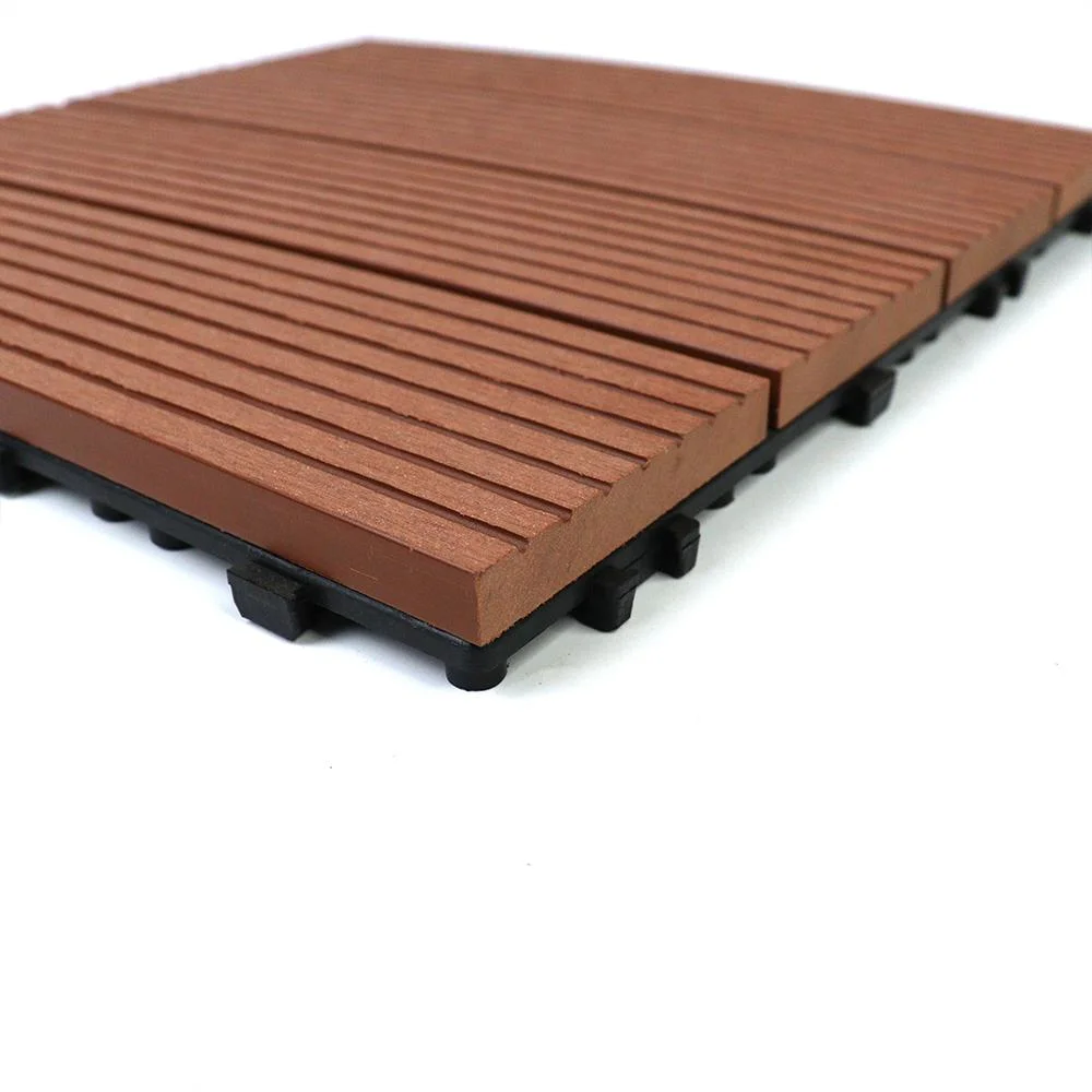 Wood Plastic WPC DIY Floor Boards Interlock Waterproof Outdoor Decking Tile 300*300mm DIY Wood Plastic Composite Hollow Tiles