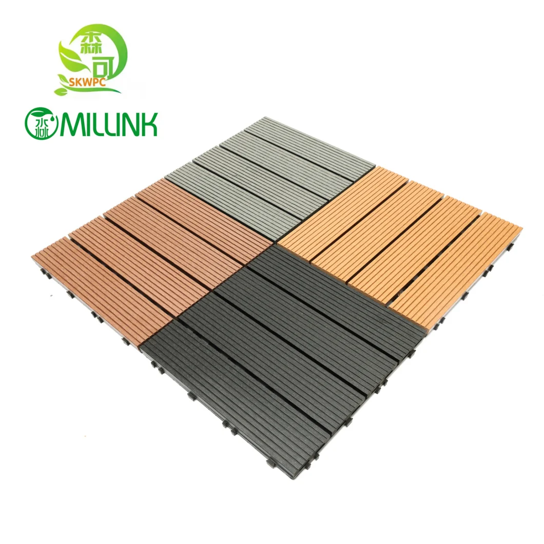 Wood Plastic Composite Monochromatic Waterproof DIY Interlock WPC Decking Tile