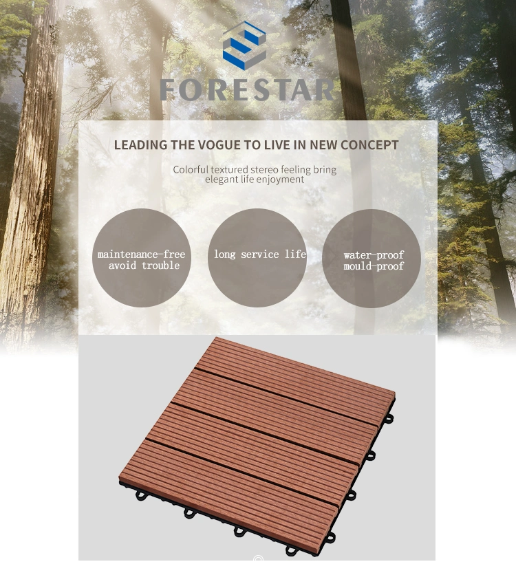 New Style Wood Plastic WPC DIY Floor Boards Interlock Waterproof Outdoor Decking Tile 300*300mm DIY Wood Plastic Composite Hollow Tiles