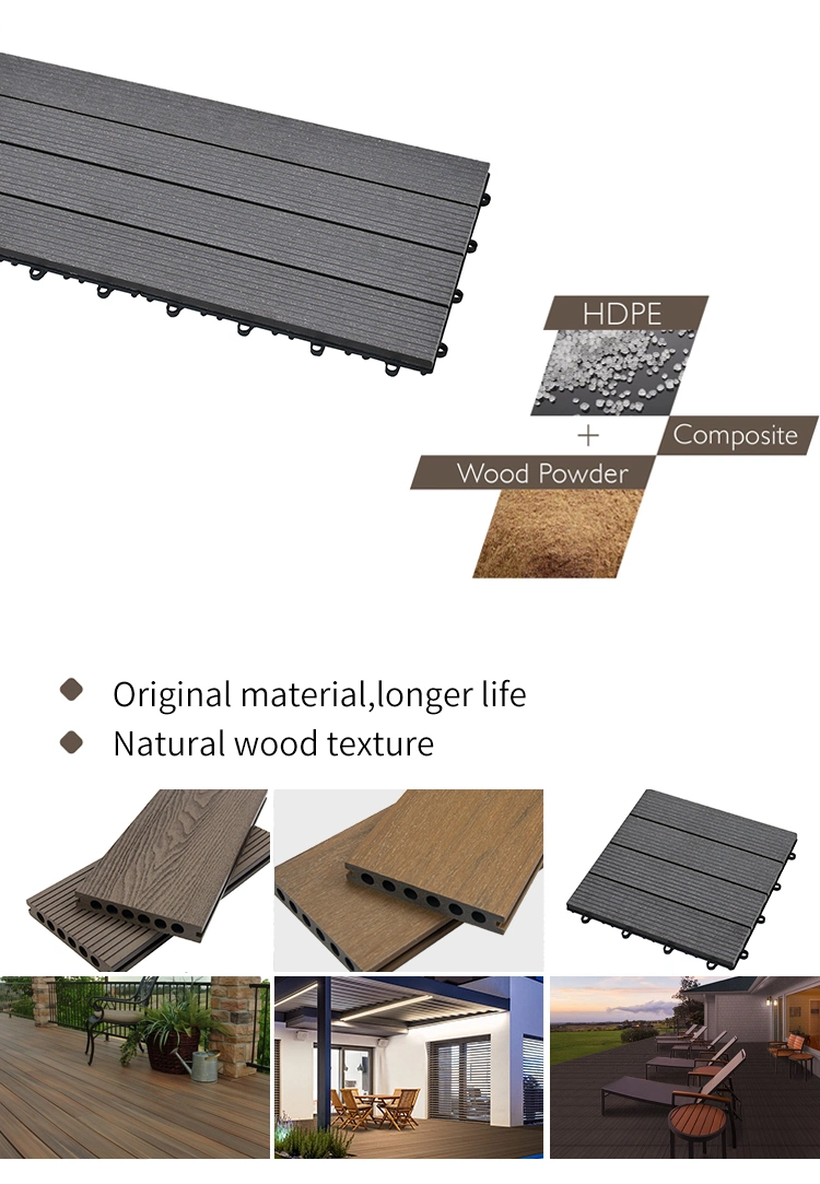 Beautiful Decorative Interlocking DIY Grooved Waterproof Easy Install WPC Decking Tiles