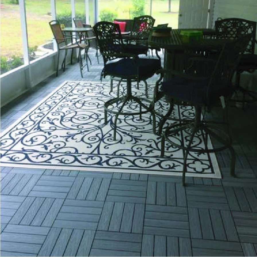 Outdoor Waterproof UV Resistant Floor Tiles DIY WPC Interlocking Deck Tiles